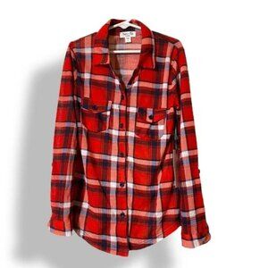 Girls shirt Sz 8 medium red flannel long sleeves button down butter soft